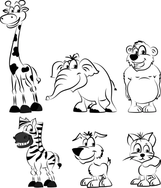 Set of cartoon animals — Stock Vector