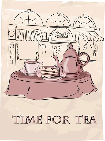 Zeit für Tee, Vektorhintergrund — Stockvektor