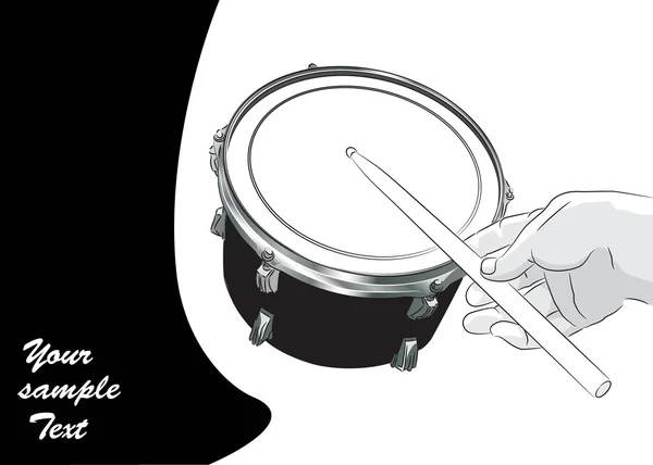 Drum and drummer's hand - vector background — Stock Vector