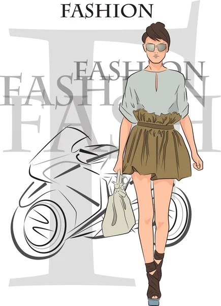 Fashion girl on background — Stock Vector