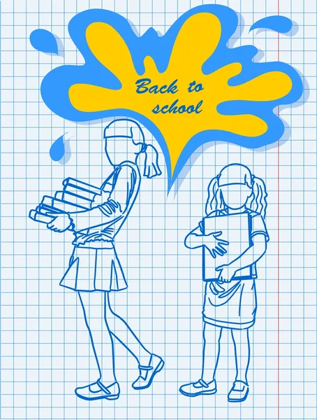 Dívky s knihou na škole pozadí — Stockový vektor