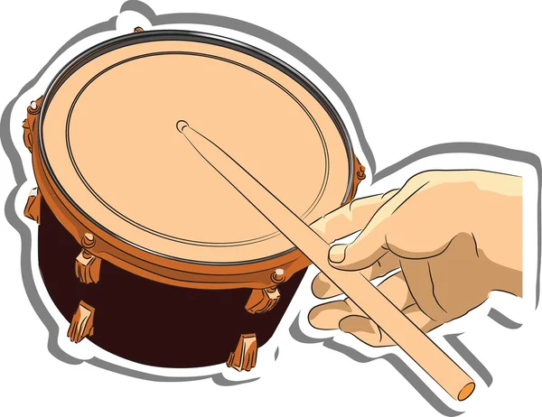 Drum and drummer's hand - vector background — Stock Vector