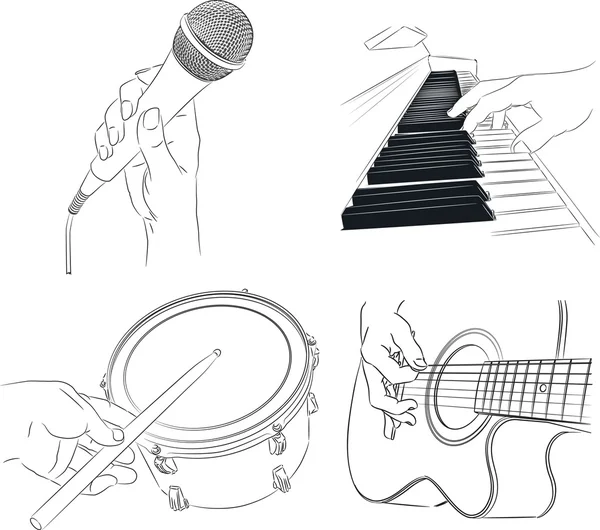 Playing music - vector set — Stock Vector