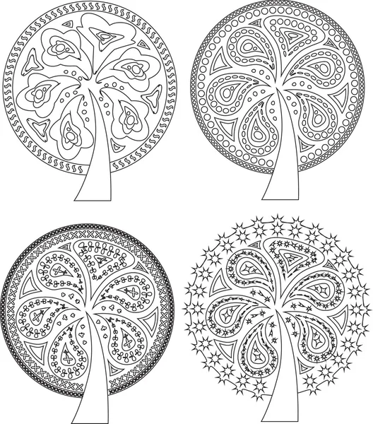 Schéma arbre contour ensemble — Image vectorielle