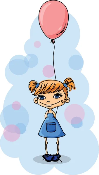 Chica con globo — Vector de stock