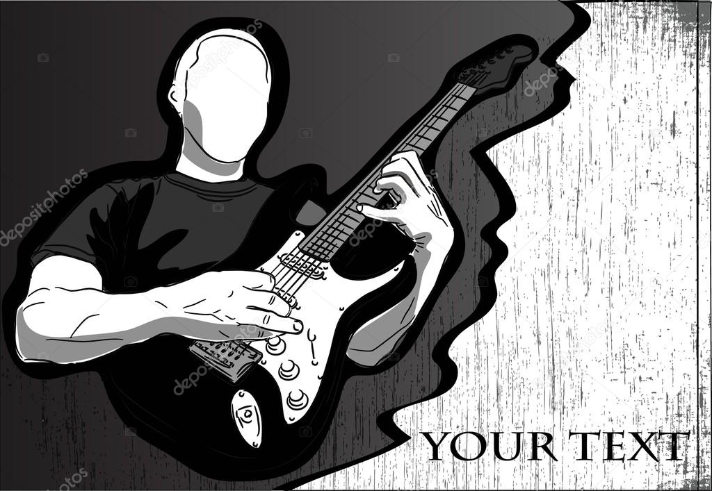 Playing electric guitar - vector abstract background