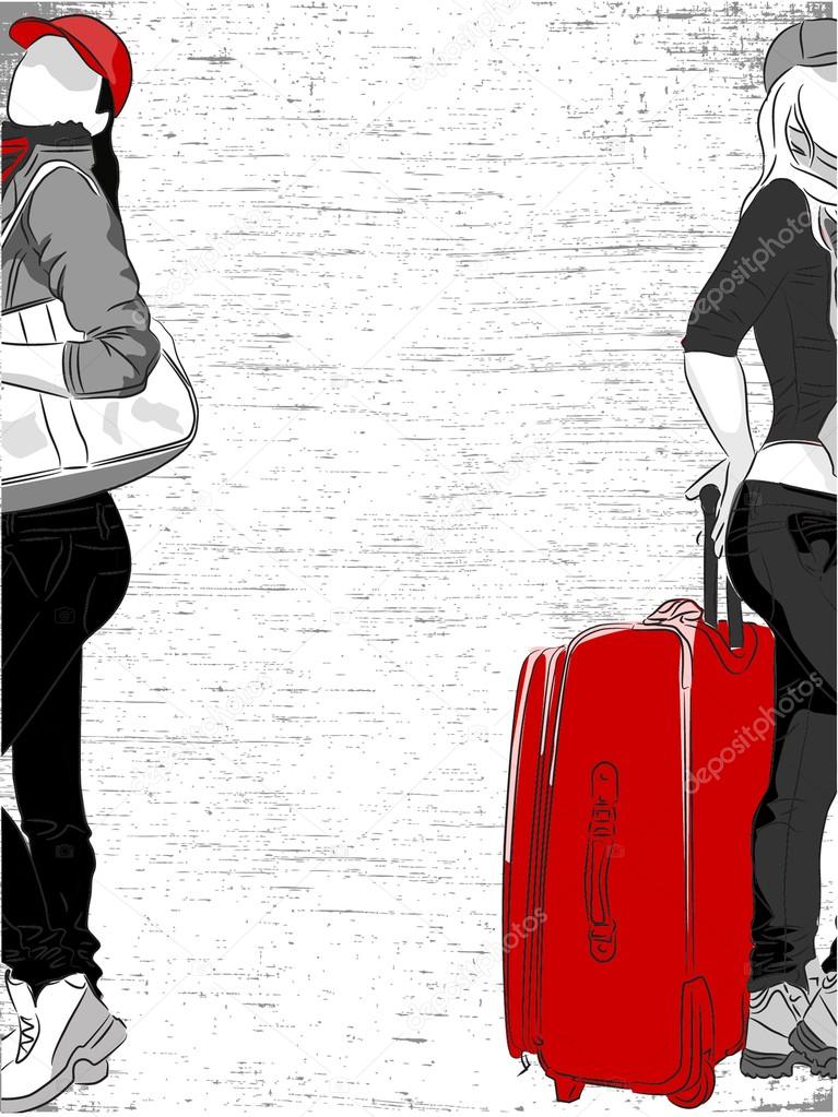 travel fashion girl luggage