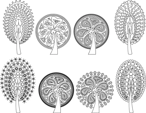 Conjunto de esquema de árbol de patrón — Archivo Imágenes Vectoriales