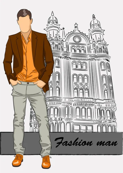 Hombre de moda en el fondo — Vector de stock