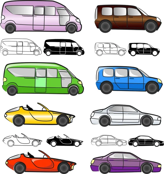 Cars collection - vector — Stock Vector