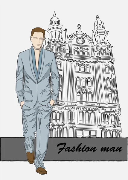 Fashion man on the background — Stock Vector