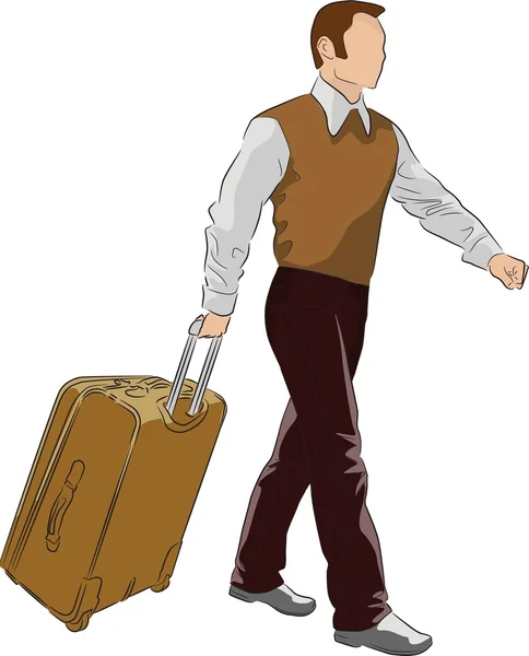 Homme avec sac - fond de voyage — Image vectorielle