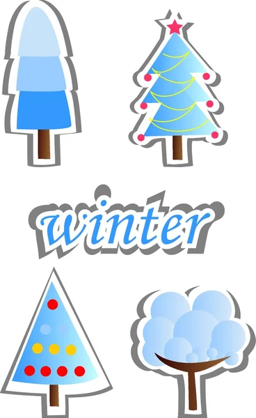 Winter bomen, de vector set — Stockvector