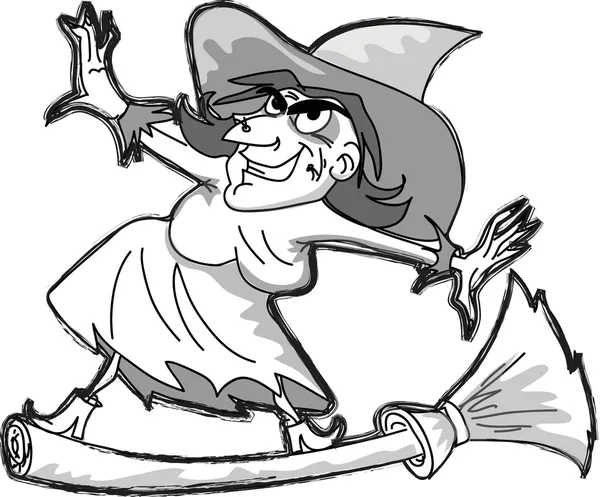 Bruja de dibujos animados, Feliz Halloween — Vector de stock