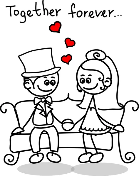 Amour mignon, la mariée et le marié — Image vectorielle