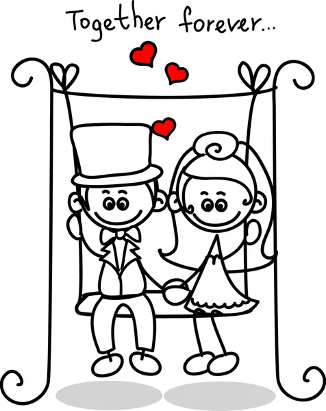 Schattig liefde, de bruid en bruidegom — Stockvector