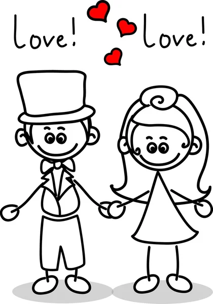 Amour mignon, la mariée et le marié — Image vectorielle
