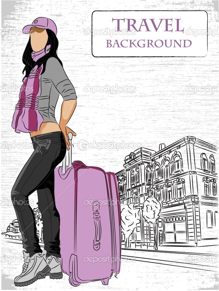 travel fashion girl luggage