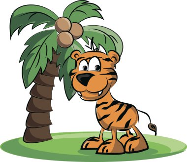 bir palm ve karikatür kaplan