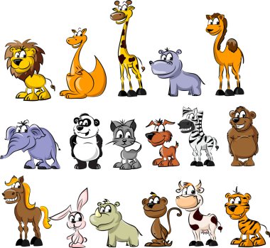 Set of wild and domestic animals clipart