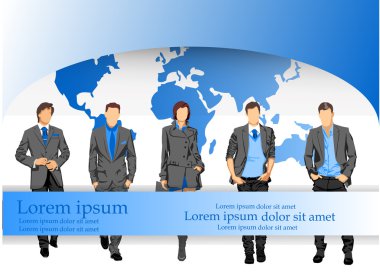 Dünya harita arka planda iş adamları