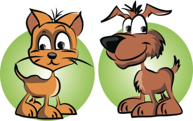 Karikatür kedi ve köpek