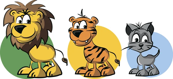 Lion, tiger, cat — Stock Vector