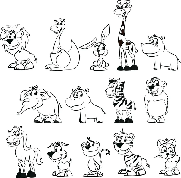 Juego de animales de dibujos animados — Vector de stock