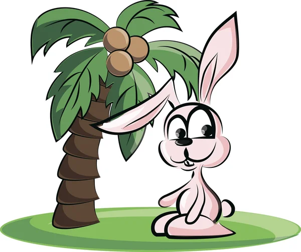 Cartoon rabbit with palm — Stock Vector