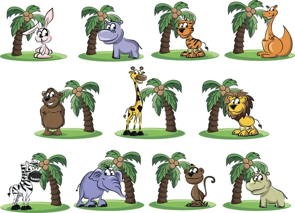 Set of cartoon animals — Stock Vector