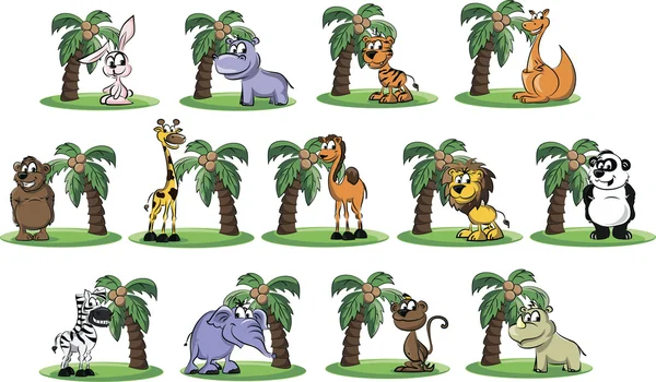 Juego de animales de dibujos animados — Vector de stock