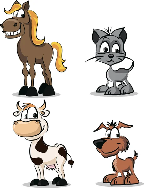 Conjunto de animales domésticos de dibujos animados — Vector de stock