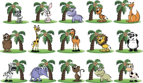 Juego de animales de dibujos animados — Vector de stock