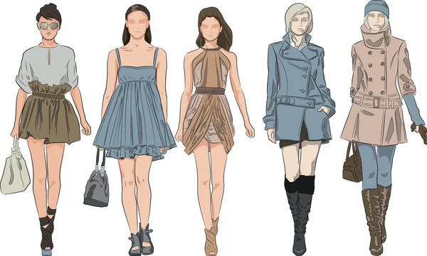 Vector esboço moda mulheres —  Vetores de Stock