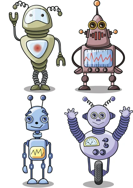 Robots de dibujos animados — Vector de stock