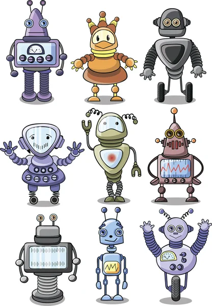 Kreslené roboti — Stockový vektor