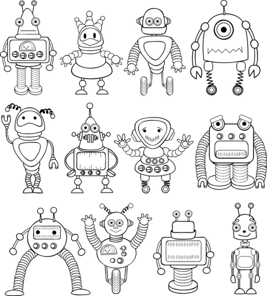 Robots de Doodle — Vector de stock