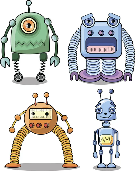 Robots de dibujos animados — Archivo Imágenes Vectoriales