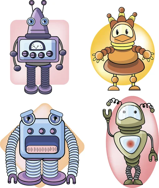 Set of cartoon robots — Stock Vector