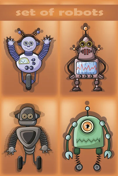 Conjunto de robots de dibujos animados — Vector de stock