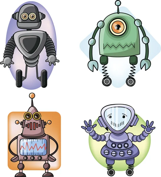 Set of cartoon robots — Stock Vector