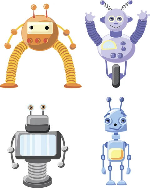 Set di robot dei cartoni animati — Vettoriale Stock