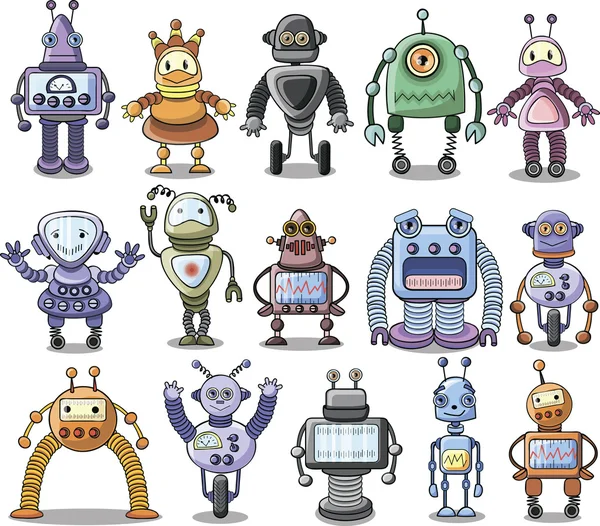 Cartoon robots — Stockvector