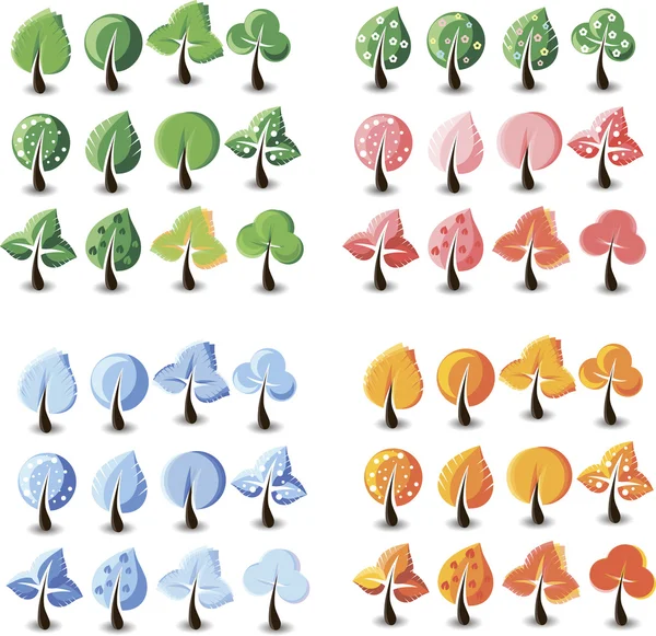 Set of vector seasons trees — Stock Vector