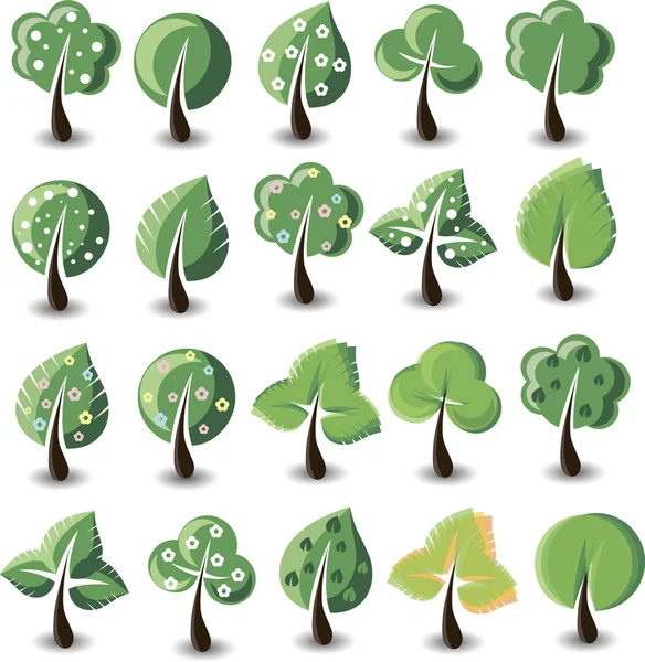 Big set of cartoon trees — Stock Vector