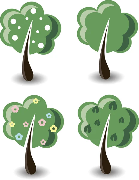 Set of cartoon trees — Stock Vector