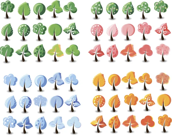 Verzameling van vector seizoenen bomen — Stockvector