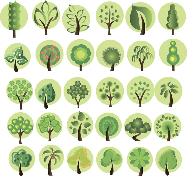 Set cartoon bomen — Stockvector