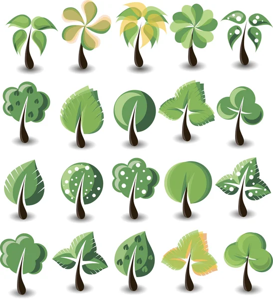 Set of cartoon trees — Stock Vector