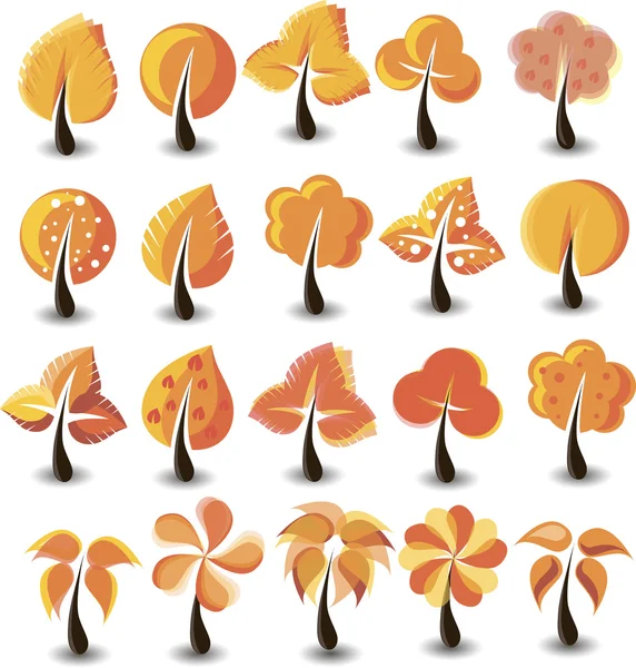 Grand ensemble d'arbres de dessin animé — Image vectorielle